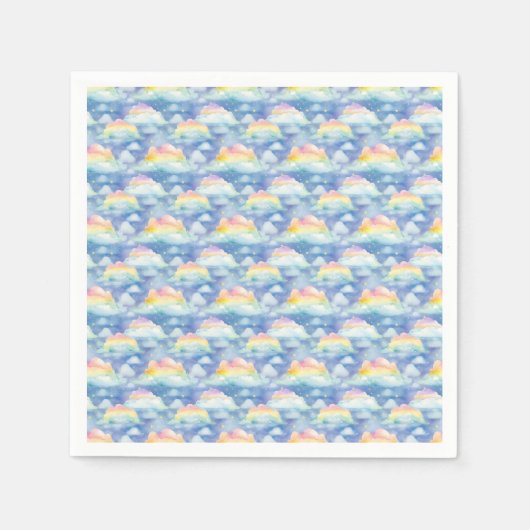 Farbenfroher Himmel Hintergrund mit Wolken, Sterne Serviette (Vorderseite)