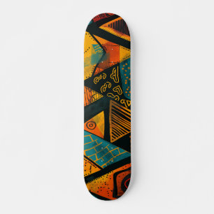 Farbenfroher Hintergrund mit afrikanischen Motiven Skateboard