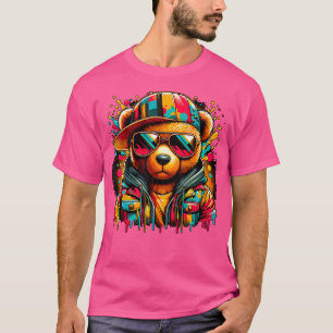 Farbenfroher Hip Hop Teddy Bär mit Sonnenbrille Ra T-Shirt