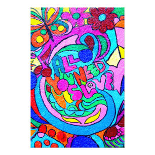 farbenfroher Hippie-Liebe-Foto-Print Fotodruck