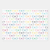 Farbenfroher Hipster Glasses Muster Nerd Geschenkpapier Set (Vorderseite)