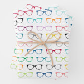 Farbenfroher Hipster Glasses Muster Nerd Geschenkpapier Set (Beispiel)