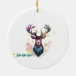 Farbenfroher Hirsch - Ho Ho Ho Keramik Ornament