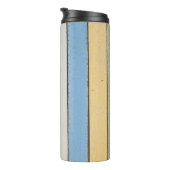 Farbenfroher Holzplanke individuelle Name Thermosbecher (Nach rechts gedreht)