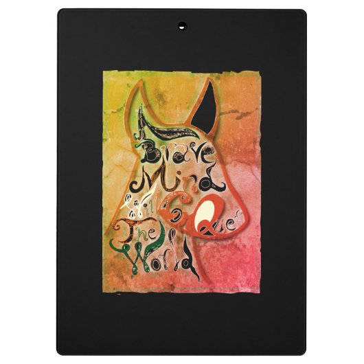 Farbenfroher Hund: Ein tapferer Geist wird die Wel Klemmbrett (Rückseite)