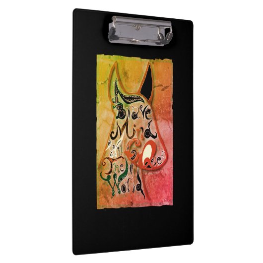 Farbenfroher Hund: Ein tapferer Geist wird die Wel Klemmbrett (Rechts)