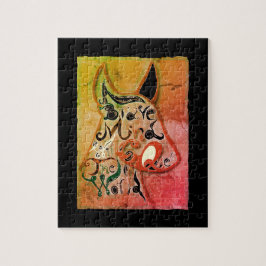 Farbenfroher Hund: Ein tapferer Geist wird die Wel Puzzle