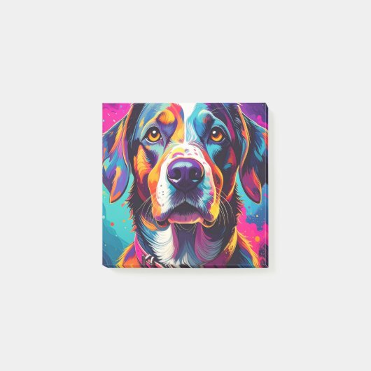 farbenfroher Hund Post-it Klebezettel (Vorderseite)