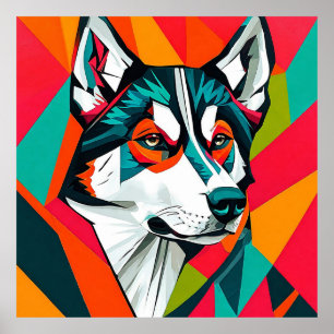 Farbenfroher Husky-Hund Poster