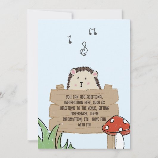 Farbenfroher Igel zeichnend Park Party Kindergebur Einladung (Rückseite)