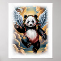Farbenfroher jamaikanischer Panda-Engel auf Weiß