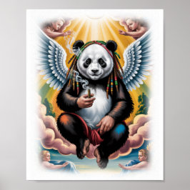 Farbenfroher jamaikanischer Panda mit Engeln auf W Poster