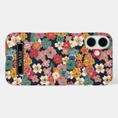 Farbenfroher japanischer Blumenprint mit Monogramm Case-Mate iPhone Hülle (Rückseite (Horizontal))
