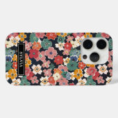 Farbenfroher japanischer Blumenprint mit Monogramm Case-Mate iPhone Hülle (Rückseite (Horizontal))