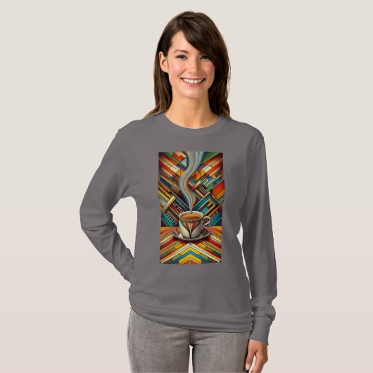 Farbenfroher Kaffee-Cup T-Shirt (Vorne ganz)