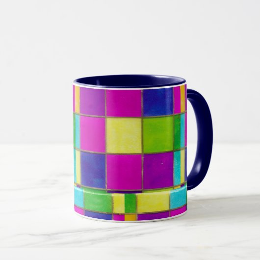 Farbenfroher Kaffee oder Tee aus Hartglas Tasse (VorderseiteRechts)