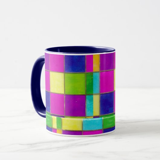 Farbenfroher Kaffee oder Tee aus Hartglas Tasse (Vorderseite Links)