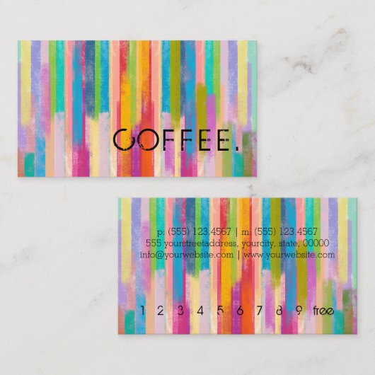 Farbenfroher Kaffee Visitenkarte (Vorne/Hinten)