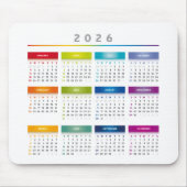 Farbenfroher Kalender 2026 - Regenbogenfarben 3 Sp Mousepad (Vorne)