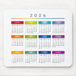 Farbenfroher Kalender 2026 - Regenbogenfarben 3 Sp Mousepad