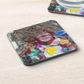 Farbenfroher Karneval Clown Abstrakter Impressioni Untersetzer (Linke Seite)