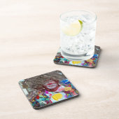 Farbenfroher Karneval Clown Abstrakter Impressioni Untersetzer (Rechte Seite)