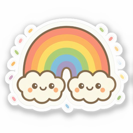 Farbenfroher Kawaii-Regenbogenpride Aufkleber (Vorderseite)