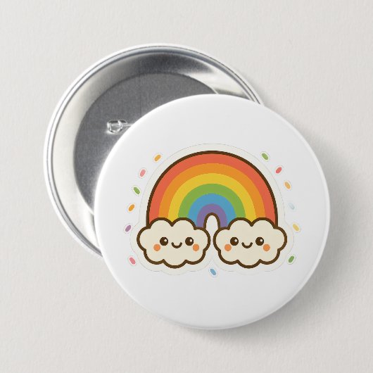 Farbenfroher Kawaii-Regenbogenpride Button (Vorne & Hinten)