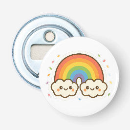 Farbenfroher Kawaii-Regenbogenpride Flaschenöffner