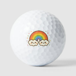 Farbenfroher Kawaii-Regenbogenpride Golfball