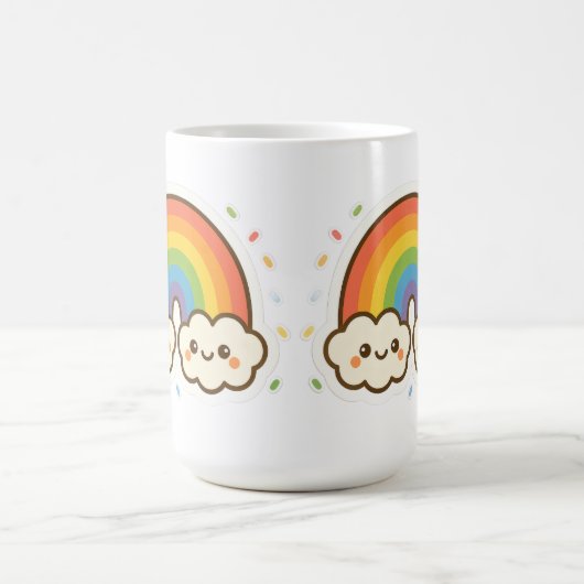 Farbenfroher Kawaii-Regenbogenpride Kaffeetasse (Mittel)
