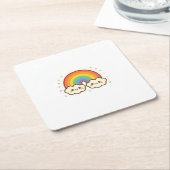 Farbenfroher Kawaii-Regenbogenpride Rechteckiger Pappuntersetzer (angewinkelt)