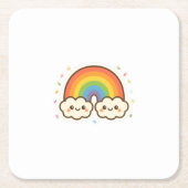 Farbenfroher Kawaii-Regenbogenpride Rechteckiger Pappuntersetzer (Vorderseite)