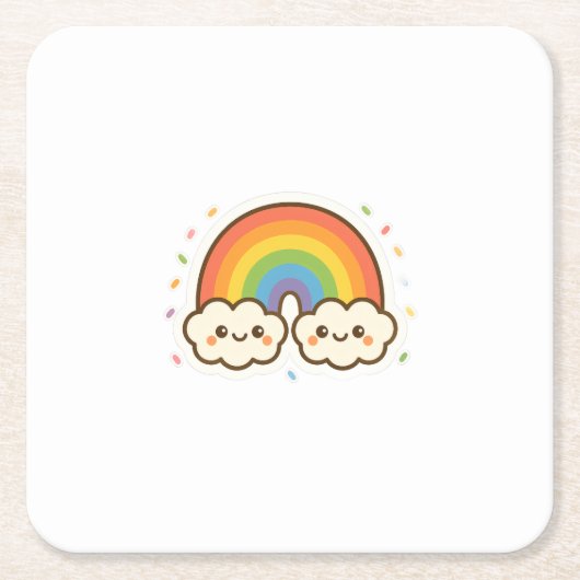 Farbenfroher Kawaii-Regenbogenpride Rechteckiger Pappuntersetzer (Vorderseite)