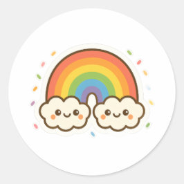 Farbenfroher Kawaii-Regenbogenpride Runder Aufkleber