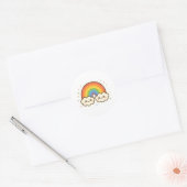 Farbenfroher Kawaii-Regenbogenpride Runder Aufkleber (Umschlag)