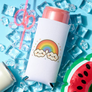 Farbenfroher Kawaii-Regenbogenpride Selters Dosenkühler