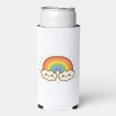 Farbenfroher Kawaii-Regenbogenpride Selters Dosenkühler (Seltzer Vorderseite)