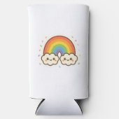 Farbenfroher Kawaii-Regenbogenpride Selters Dosenkühler (Vorderseite)