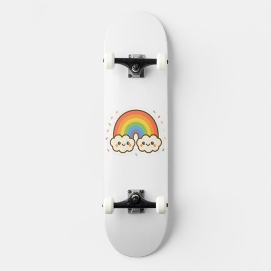 Farbenfroher Kawaii-Regenbogenpride Skateboard (Vorderseite)