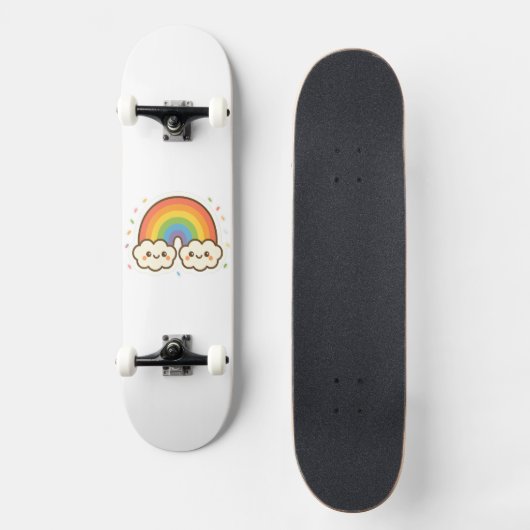 Farbenfroher Kawaii-Regenbogenpride Skateboard (Vorderseite)