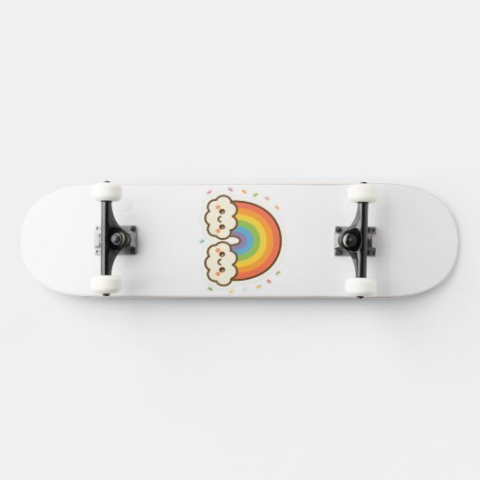 Farbenfroher Kawaii-Regenbogenpride Skateboard (Horizontal)
