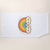 Farbenfroher Kawaii-Regenbogenpride Strandtuch (Vorderseite)