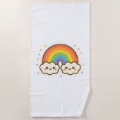 Farbenfroher Kawaii-Regenbogenpride Strandtuch (Vorderseite)