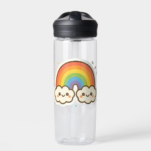 Farbenfroher Kawaii-Regenbogenpride Trinkflasche