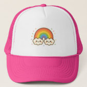 Farbenfroher Kawaii-Regenbogenpride Truckerkappe (Vorderseite)