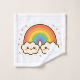 Farbenfroher Kawaii-Regenbogenpride Waschlappen