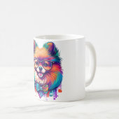 Farbenfroher Kawaii Spitz Hipster Kaffeetasse (VorderseiteRechts)
