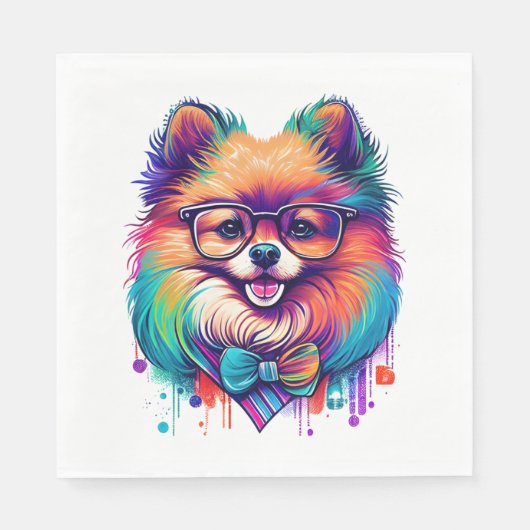 Farbenfroher Kawaii Spitz Hipster Serviette (Vorderseite)