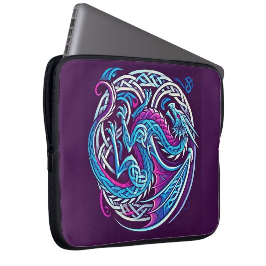 Farbenfroher keltischer Drache Laptopschutzhülle (Vorne Rechts)